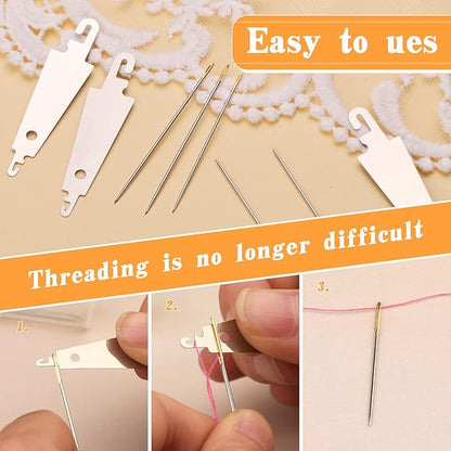 Fedmut 42 Pieces Needle Threaders Kit,Drawstring Threader Set,Threader Hand Machine Sewing for Sewing Crafting,Quilting, DIY Art,Universal Sewing Threaders Tool for Embroidery Needlework