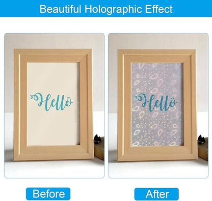 PATIKIL 11.7x8.3" Holographic Sticker Paper, 10Sheets A4 Polypropylene Self-adhesive Transparent Waterproof Laminate Overlay Film for Photo Cards Scrapbook Decorations, Butterfly
