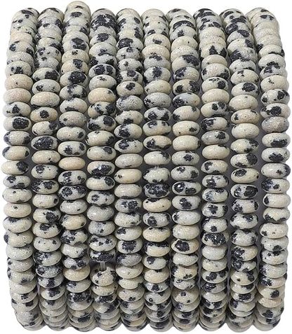 Natural Dalmatian Disk Stone Beads 4x2mm 160pcs Rondelle Loose Semi Gemstone Beads for Jewelry Making Design