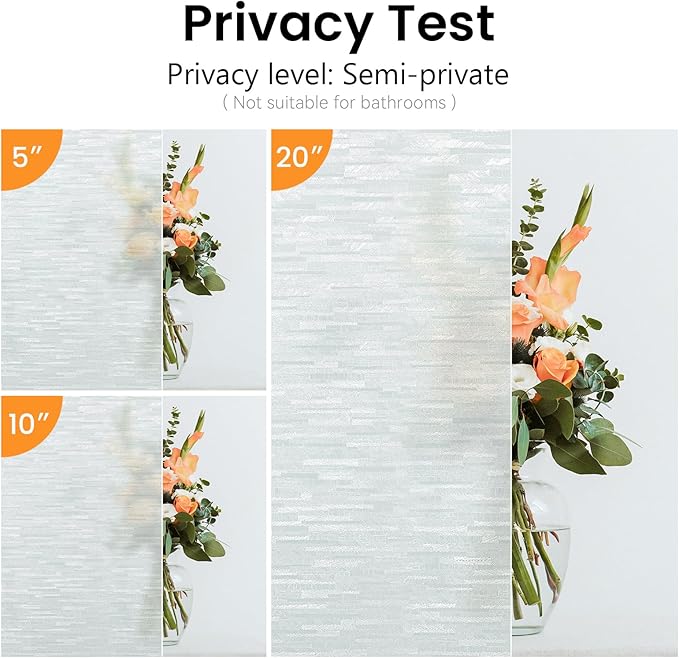 Haton Window Privacy Film, Frosted Glass Static Cling Sun Heat Blocking Window Clings, Frosting Opaque Coverings Stickers Tint for Home Office Door, Non Adhesive, White 35.4" x 78.7"