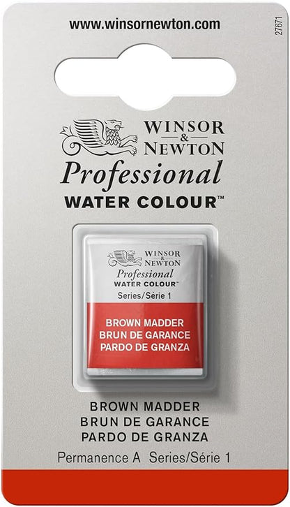 Winsor & Newton Professional Water Colour Paint, Half Pan, Brown Madder