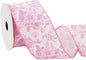 AnyDesign Floral Wired Edge Ribbon Roll Pink Flower Ribbon Chinoiserie Fabric Ribbon for Wreath Bow Making DIY Crafts Gift Wrapping, 12 Yard