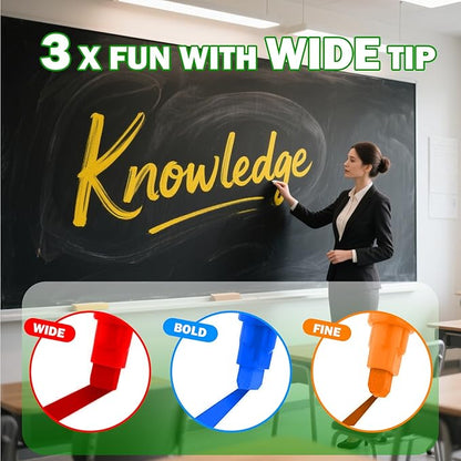 White Chalk Markers for Blackboard, Window Markers Thick, Liquid Chalk Pen with 7mm Wide Thick Tip & Erasable Paint, Jumbo Marker for Chalkboard Blackboard Sign Glass Menu Board Mirror Poster - 4 Pack