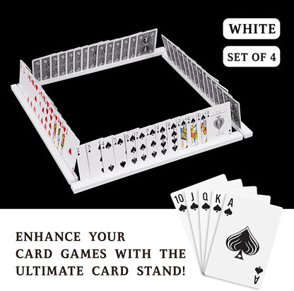 Playing Card Holder Stand Width 400mm (15.75 in.) White Acrylic Set for Playing Card Games, Trading Card or Other Card, Board Games (4 Pcs, White)
