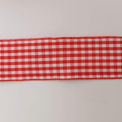 1 Inch Red and White Woven Edge Gingham Ribbon 25 Yards Each Roll 100% Polyester (1", red)