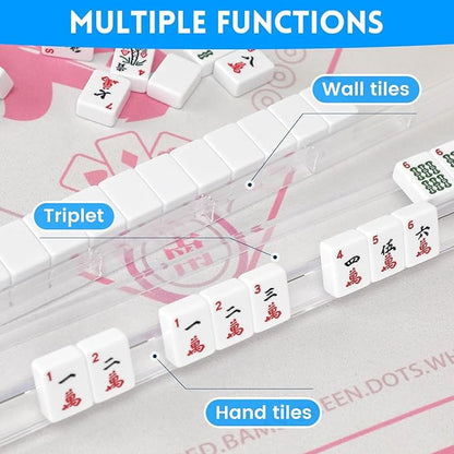 4 PCS Clear Acrylic American Majiang Tile Racks with Pushers,Mahjong All-in-One Tile Rack & Pusher, Modern American Mahjong Tile Racks