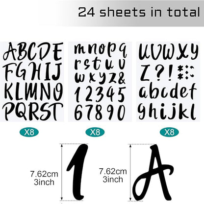 Outus 576 Pieces 8 Sheets Letters Stickers Self Adhesive Vinyl Letter Alphabet Number Stickers Mailbox Numbers Sticker, Decals for Classroom Decor, Sign, Door(Black,3 Inch)