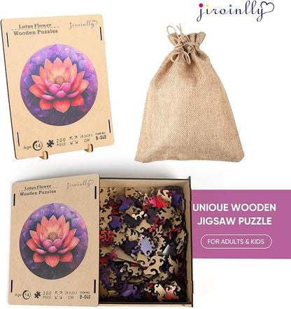 Flower Wooden Puzzle for Adults, Round Mandala Color Challenge Jigsaw Puzzles 500 Piece, Family Reunion Puzzle for Adults and Kids, Best Gift for Family Friends Royal 16.5x16.5in
