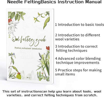 NFAMRZCAR Needle Felting Mat,10x10x1.5 Inch Thick and Firm Needle Felting Pad Natural Wool Mat with 20 Needle 1 Clean Cloth,Clear Instruction