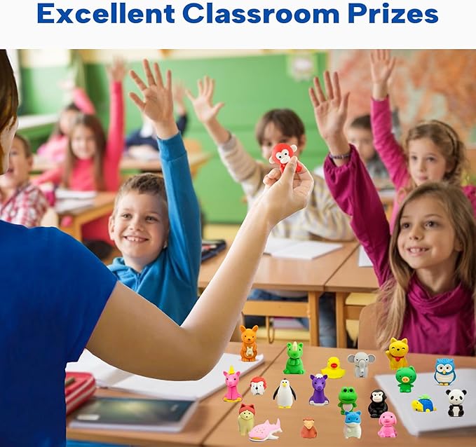 Animal Erasers for Kids, 45 Pcs Kids Pencil Erasers Bulk Puzzle Erasers for School Classroom Prizes