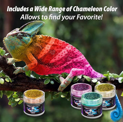 BALTIC DAY - Chameleon Mica Powder, 4 Jars of Color Shift Mica Powder Set - Epoxy Resin Color Pigment Powder - Chameleon Powder - Holographic Mica Powder