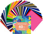 HTVRONT Permanent Adhesive Vinyl Sheets for Cutting Machine, 40 Sheets 12" x 12" Permanent Vinyl Bundle for Cups, Decals, Craft Projects