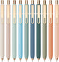 Linbsunne Gel Pens Black Ink Pens for Office 0.5mm Fine Point Pen Smooth Writing Retractable (Metal gold clip-10 pcs)