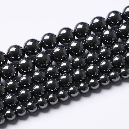 36pcs 12mm AAA Black Hematite Beads Crystal Energy Stone Healing Power Natural Stone Gemstone Round Loose Beads for Jewelry Making DIY Bracelets
