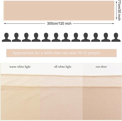 Champagne Chiffon Table Runner 30 x 120 Inches Sheer Table Runner 10ft Romantic Chiffon Table Runner for Wedding Decor Birthday Party Bridal Baby Shower Decoration