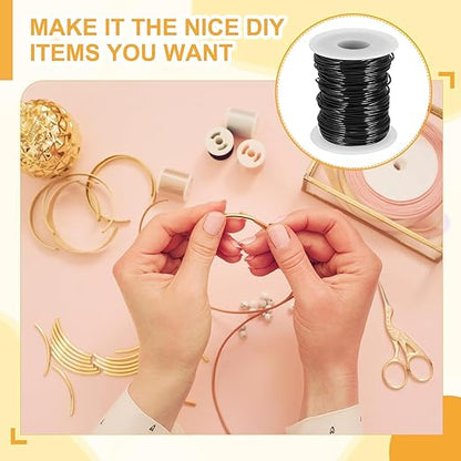 uxcell 16 Gauge / 1.5mm Anodized Aluminum Wire for Jewelry Craft Making, 102 Feet Bendable Flexible Wire for DIY Home Decor Gardening Sculpture, Black