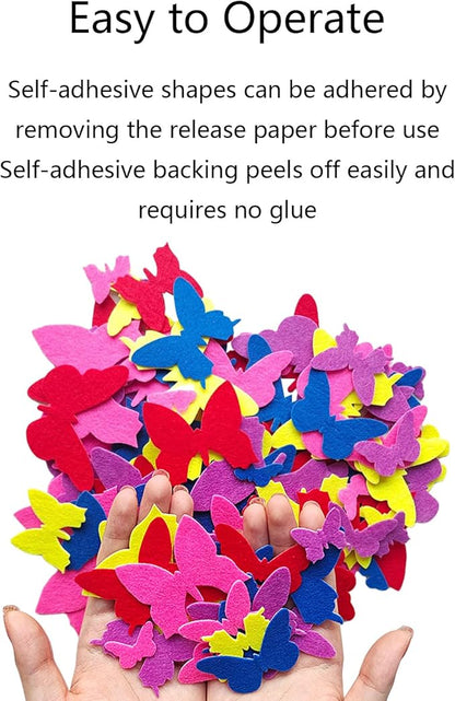 Jtnohx Butterfly Stickers, Felt Stickers for Kids, Felt Butterfly for Crafts, Craft Supplies for Scrapbooking 145pcs 1" to 3" Size