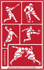 Over'N'Over Reusable Glass Etching Stencils – Durable Self-Stick Designs for Glass, Mirrors, and Ceramics with Armour Etch Cream – 5” x 8” Stencil Sheet - Team Sports