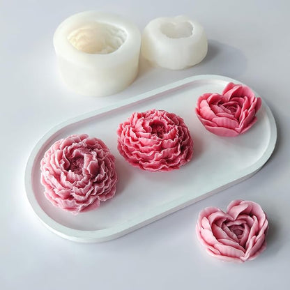 3D Flower Silicone Soap Mold 2 pcs Rose Flower Molds Peony Candle Mold for DIY Handmade Soaps, Candle Gifts, Resin Crafts, Ice Cubes, Chocolate and Home Decorations