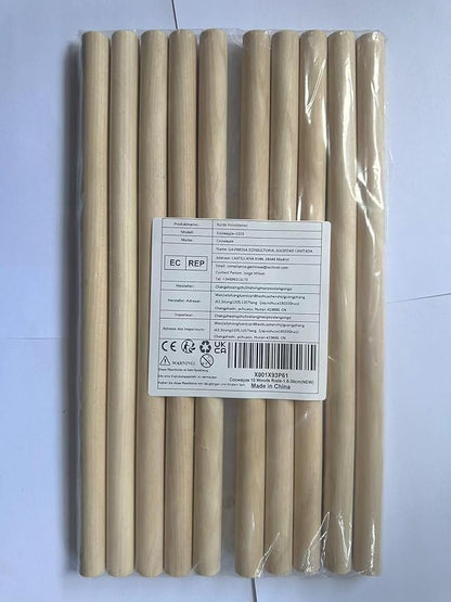 Wood Dowels Wooden Dowel Rods for Crafts, 10PCS 5/8 x 15 Round Macrame Wooden Sticks for Crafting, Unfinished Hardwood Sticks for Arts and DIYers, Tiered Cake Support and Wedding Ribbon Wands