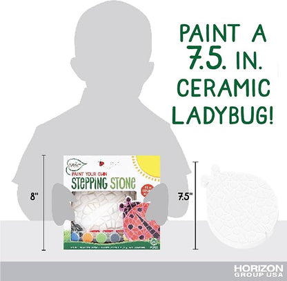 Creative Roots Mosaic Ladybug Stone, Includes 7-Inch Ceramic Stepping Stone & 6 Vibrant Paints, DIY Garden Stepping Stone Kit for Kids Ages 6+