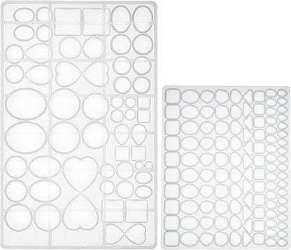 FUNSHOWCASE Cabochon Gem Silicone Mold 2 Trays for Resin Casting Jewelry Making
