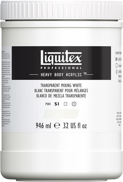 Liquitex Professional Heavy Body Acrylic Paint, 32-oz (946ml) Pot, Transparent Mixing White