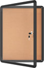 26"x20" Enclosed Bulletin Board, Lockable Weather-Resistant Aluminum Cork Noticeboard for School & Office, Black Frame w/Cork