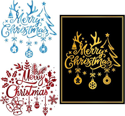 ORIGACH 2 PCS Merry Christmas Hot Foil Plate for Card Making DIY Scrapbooking Paper Decor Embossing Foil Handmade Craft