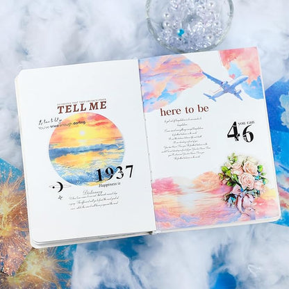 Sky-Themed Scrapbook Paper Set, 120PCS Dual-Material Ephemera for Junk Journaling, Scrapbooking, DIY Crafts, and Art Supplies