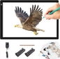 A2 Light Pad Super Thin 7mm Portable Stepless Dimmable Brightness Large Light Box Copy Board for Diamond Painting Weeding Vinyl with 2 Multi-Functional Clips 12V 2A Adapter (23.7''x15.8'')