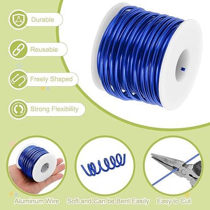 MECCANIXITY 9 Gauge Anodized Aluminum Craft Wire Bendable Bonsai Training Wire 56 Feet 3mm for Sculpting Crafts Wreath Floral Beading Jewelry Making, Dark Blue