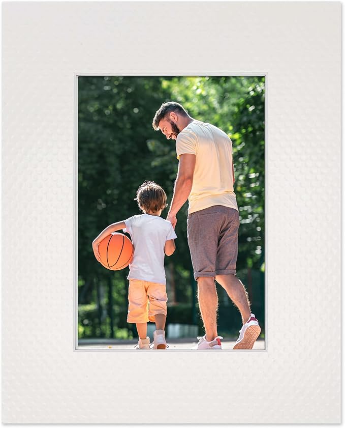 8x10 Mat Bevel Cut for 6x8 Photos - Acid Free Golf Ball Texture Precut Matboard - For Pictures, Photos, Framing - 4-ply Thickness