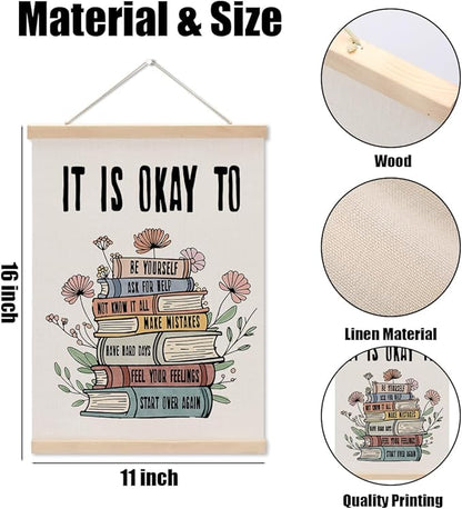 Inspirational Boho Poster Hanger, Positive Affirmations Wall Decor, Educational Posters Wall Art Wall Hanging Banner Classroom Counseling Therapy Office Nursery Apartment Bedroom Decor