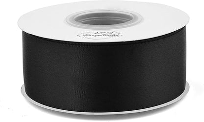 Humphrey's Craft 1-1/2 Inch Black Double Faced Satin Ribbon - 25 Yards Variety of Color for Crafts Gift Wrapping DIY Bows Bouquet Decoration Sewing Christmas Tree Wedding and Invitation Card.