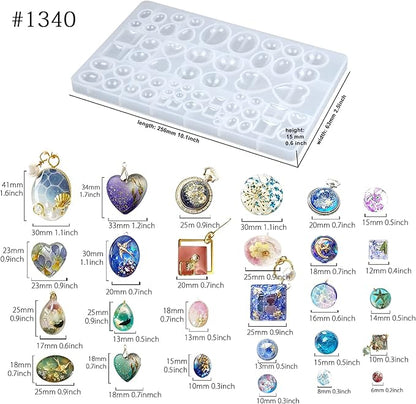 FUNSHOWCASE Cabochon Gem Silicone Mold 2 Trays for Resin Casting Jewelry Making