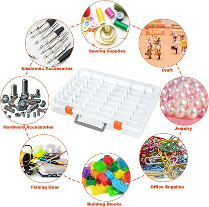 Bluedale 48 Grids Large Plastic Organizer Box with Adjustable Dividers, Beads Storage Containers Compartment Tackle Box Case for Crafts Hobby Small Parts Fishing Seeds Jewelry (Transparent)