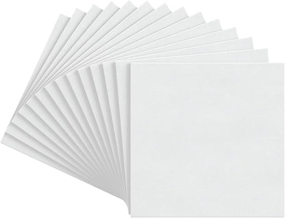 ARTEZA Canvas Boards for Painting, 12 x 12 Inches, Pack of 14, Blank White Square Canvas Panels for Acrylic, Oil and Gouache Painting
