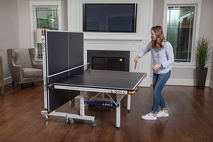 JOOLA Rally TL Professional MDF Indoor Ping Pong Table w/Quick Clamp Table Tennis Net & Post Set - 10 Minute Easy Assembly - Corner Ball Holders - Tournament Quality - Includes Playback Mode