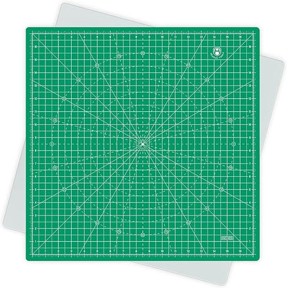 Headley Tools 17"x17" Rotating Cutting Mat, Self Healing Mat with 360-Degree Rotation & Anti-Slip Base, Sewing Board Cutting Mat Perfect for Fabric Quilting Leather Hobby Project, Green