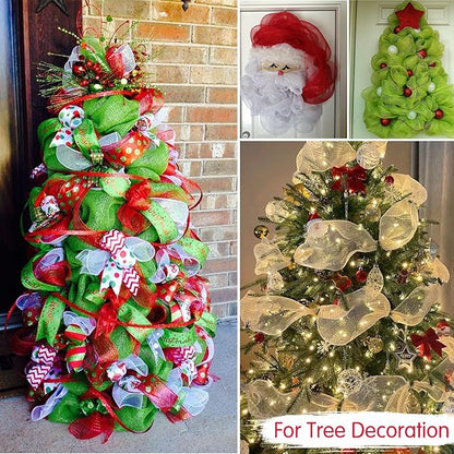 TONIFUL 2 Rolls 10 Inch White Decorative Mesh Ribbbon Rolls, Fabric Mesh for Mesh Wreath Supplies, Front Door Wreath Crafts Tree Decor Christmas NewYears Halloween Decoration (10 yds/roll)