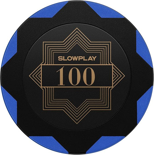 SLOWPLAY Nash Clay Poker Chips, 14 Grams Heavyweight Clay Composite, 40mm Large Chips in Bulk, Pack of 50 with Denomination of 100