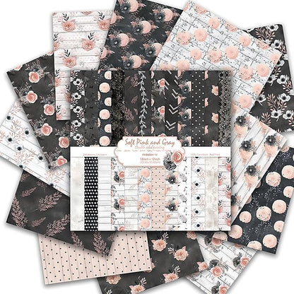 Scrapbook Paper 12x12 inch, 24 Sheets DIY Origami Decorative Craft, Double sided printing, Photo Album Decor Wooden-free Paper for Gift Wrapping Card Making Collage Album Decorative (Black)