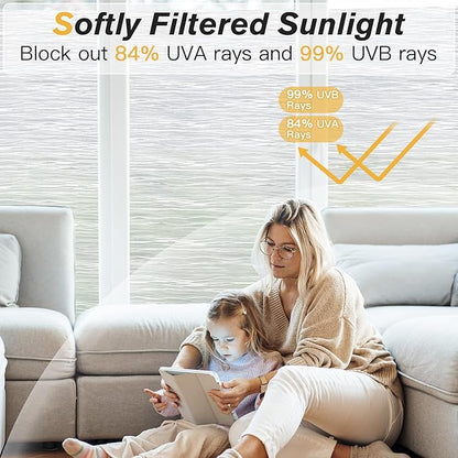 Haton Window Privacy Film, Frosted Glass Privacy Window Clings, Sun Blocking Frosting Opaque Coverings, Static Cling Removable Decorative Stickers for Home Door, Non-Adhesive 17.5" x 78.7"
