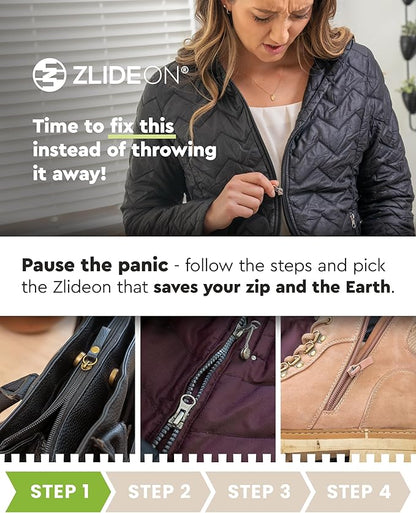 ZlideOn Zipper Pull Replacement - Black, Waterproof Multipack (2 Pieces) - Instant Zipper Replacement Slider for Waterproof Zippers