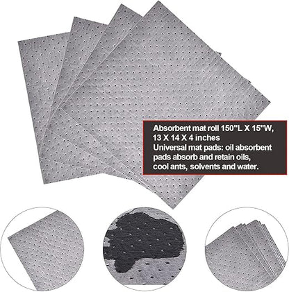 Aain® Universal Absorbent Roll, High Weight Absorbent Mats, Oil Absorbent Pads, Suitable For Multi-Purpose Super Absorbent Pads 150"L x 15"W