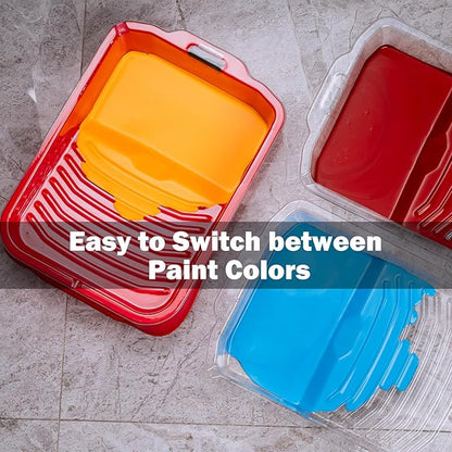 Mister Rui 9 Inch Paint Tray with Liner, 21 Pack, Sturdy Plastic Paint Tray with 20 Liners, Paint Pan Liners, Paint Roller Trays for Painting