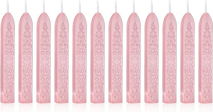 Yoption 12 Pcs Rose Gold Sealing Wax Sticks with Wicks for Wax Seal Stamp, Wedding Invitations, Gift Wrapping, Christmas
