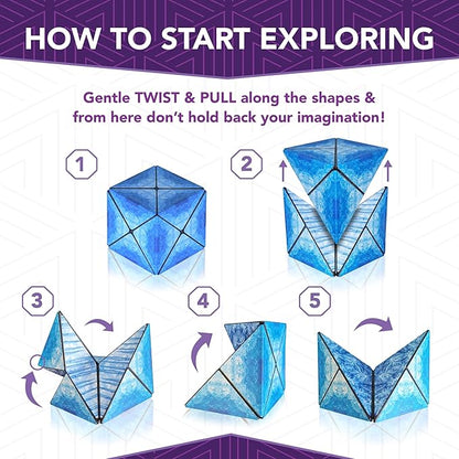 Duomoto Magnetic Transforming Cube - Shape Shifting Double Creativity Puzzle w/ 96 Rare Earth Magnets - Transforms Into Over 100 Shapes - by Fun in Motion Toys - Creators of Shashibo & Cubendi