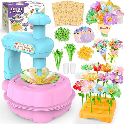 Wwzzey Fabric Flower Bouquets Toys - Arts and Crafts for Kids Ages 4-8 8-12, Kids Crafts DIY Kit with Blessing Cards, Birthday Christmas Gifts for 4 5 6 7 8+ Year Old Girls Boys